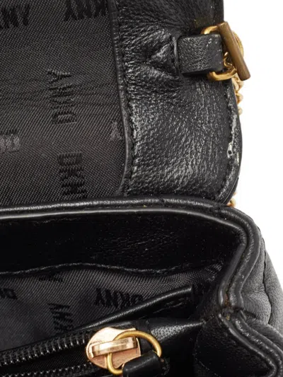 Pre-owned Dkny Vintage  Quilted Flap Clutch In Black