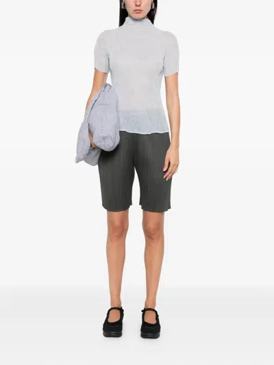 Issey Miyake Pleated High-neck Blouse In White