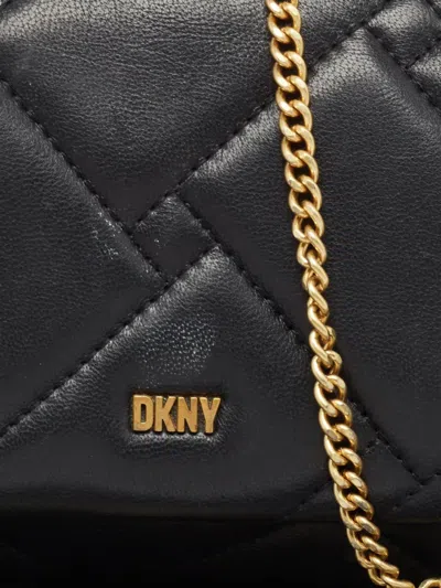 Pre-owned Dkny Vintage  Quilted Flap Clutch In Black
