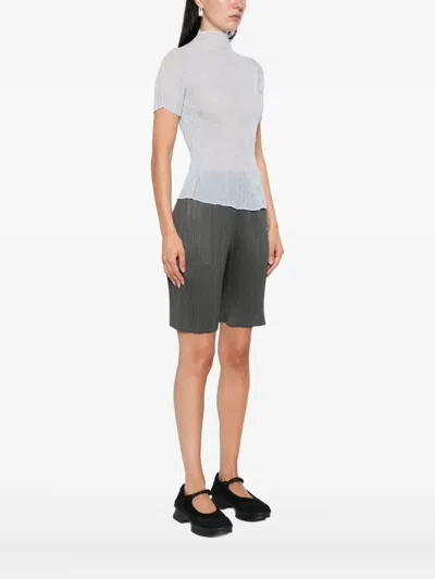 Issey Miyake Pleated High-neck Blouse In White