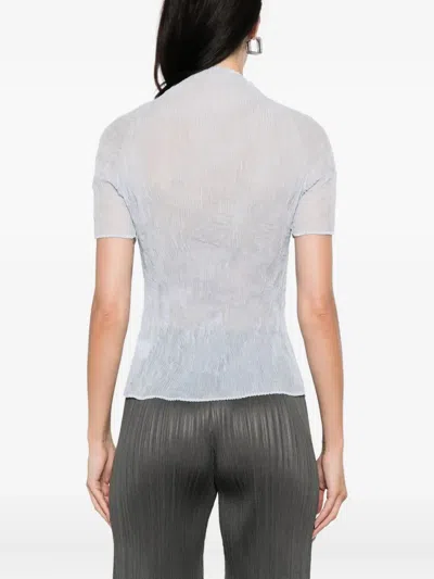 Issey Miyake Pleated High-neck Blouse In White