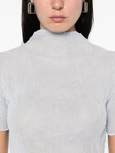 Issey Miyake Pleated High-neck Blouse In White