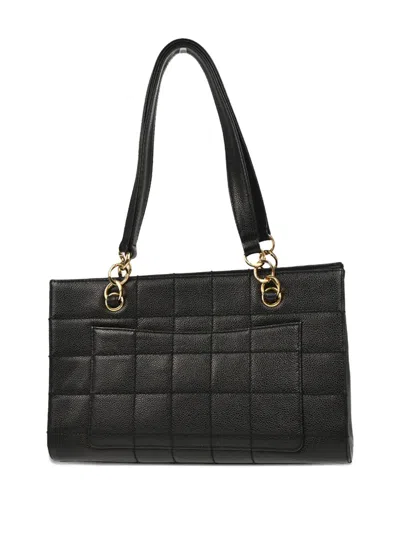 Pre-owned Chanel 2002 ワイルドステッチ チョコバー ハンドバッグ M In Black