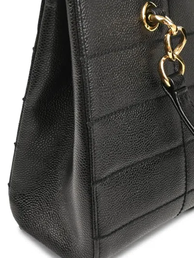 Pre-owned Chanel 2002 ワイルドステッチ チョコバー ハンドバッグ M In Black