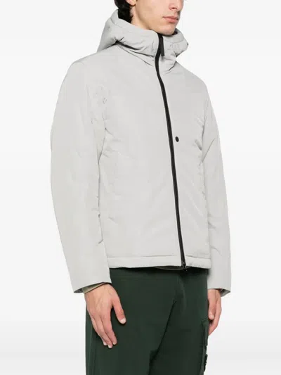 Stone Island 4100047 Hooded Zip-front Jacket In Gray