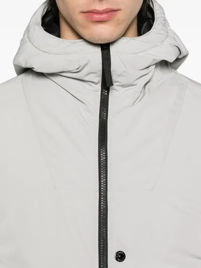 Stone Island 4100047 Hooded Zip-front Jacket In Gray