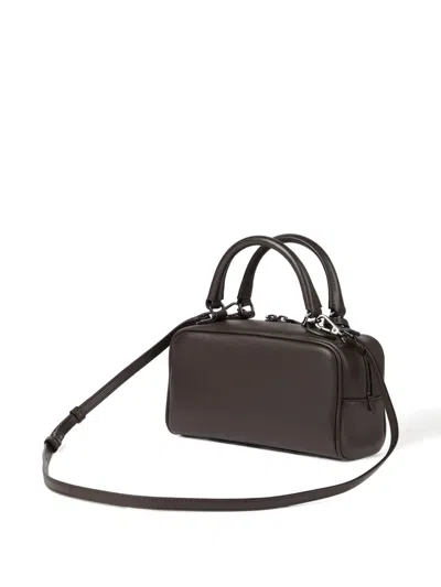 Brunello Cucinelli Brown Crossbody Bag With Removable Shoulder Strap And Padlock Pendant With Embossed Logo In Leather 