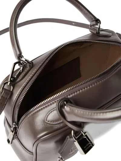 Brunello Cucinelli Brown Crossbody Bag With Removable Shoulder Strap And Padlock Pendant With Embossed Logo In Leather 