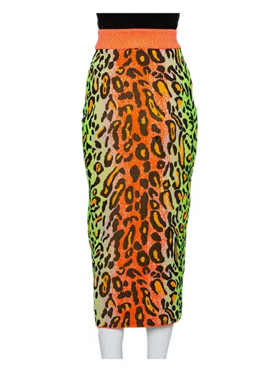 Pre-owned Stella Mccartney 2024 Leopard Knit Skirt In Orange