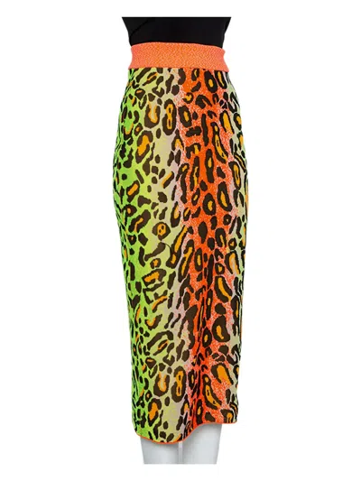 Pre-owned Stella Mccartney 2024 Leopard Knit Skirt In Orange