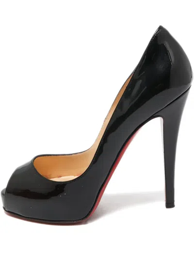 Pre-owned Christian Louboutin 115mm Very Privé Patent Leather Pumps In Black