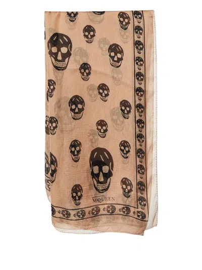 Pre-owned Alexander Mcqueen Skull-print Silk Scarf