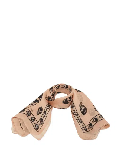 Pre-owned Alexander Mcqueen Skull-print Silk Scarf
