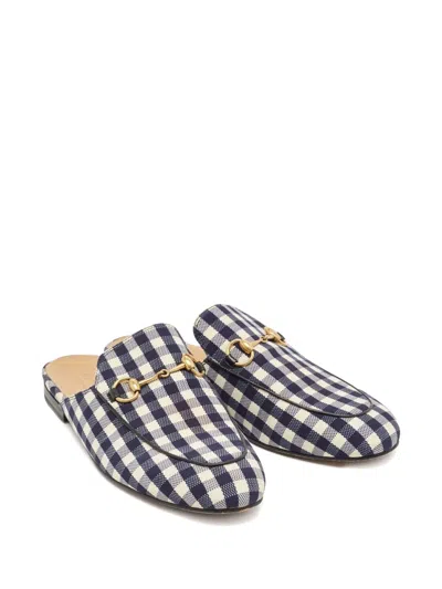 Pre-owned Gucci 2024 Gingham Horsebit Mules In Black