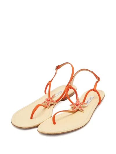 Pre-owned Aquazzura  Starfish Suede-strap Sandals In Orange