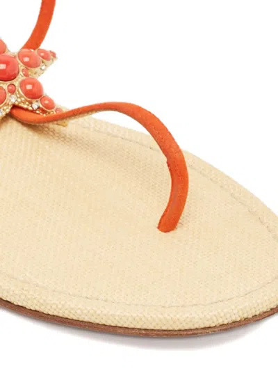 Pre-owned Aquazzura  Starfish Suede-strap Sandals In Orange