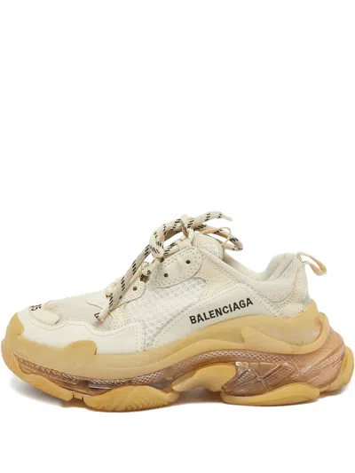 Pre-owned Balenciaga Triple S Mesh Sneakers In Neutral