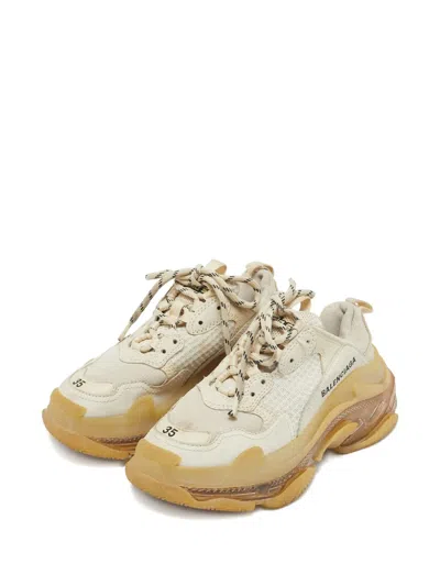 Pre-owned Balenciaga Triple S Mesh Sneakers In Neutral