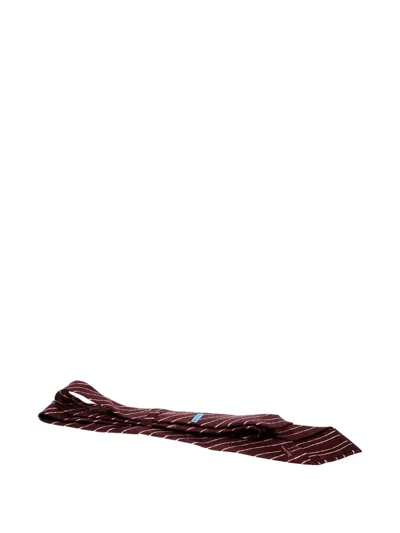 Pre-owned Bvlgari X Davide Diagonal-stripes Silk Tie In Red