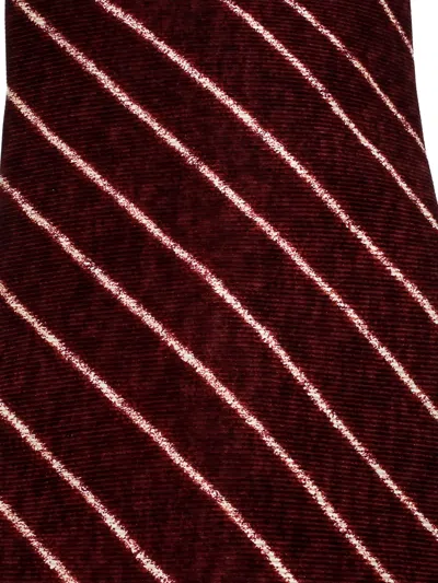 Pre-owned Bvlgari X Davide Diagonal-stripes Silk Tie In Red
