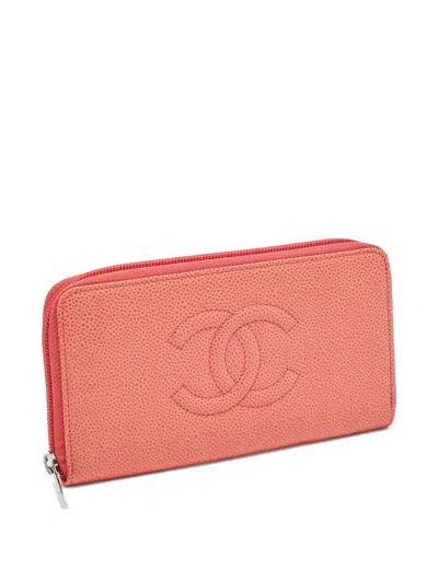 Pre-owned Chanel Cc-embossed Wallet In Orange