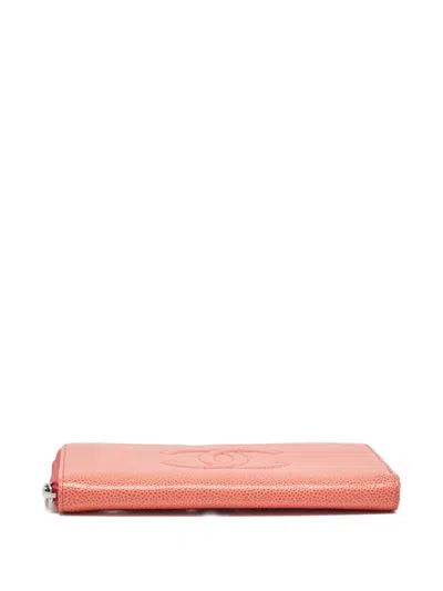 Pre-owned Chanel Cc-embossed Wallet In Orange