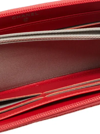 Pre-owned Chanel Cc-embossed Wallet In Orange
