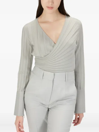 Bally Ribbed-knit Sweater In Gray