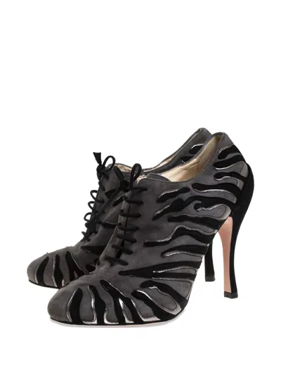 Pre-owned Prada 2023 120mm Flame Lace-up Suede Boots