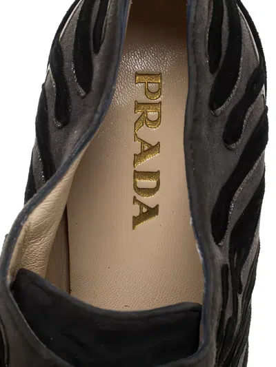 Pre-owned Prada 2023 120mm Flame Lace-up Suede Boots