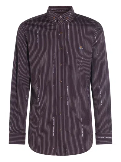 Vivienne Westwood Striped Pattern Button-down Collar Long Sleeves Shirt In Purple