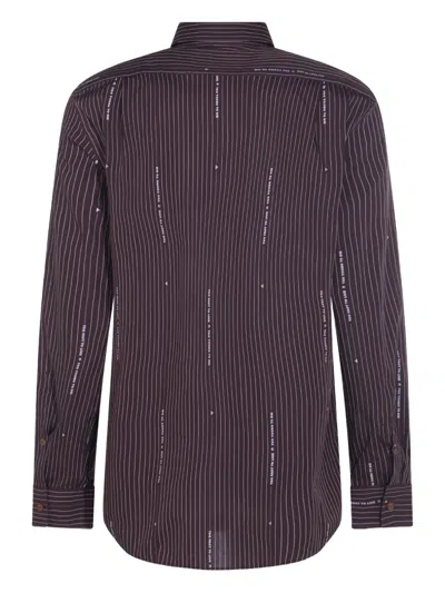 Vivienne Westwood Striped Pattern Button-down Collar Long Sleeves Shirt In Purple