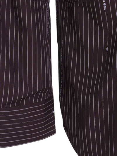 Vivienne Westwood Striped Pattern Button-down Collar Long Sleeves Shirt In Purple