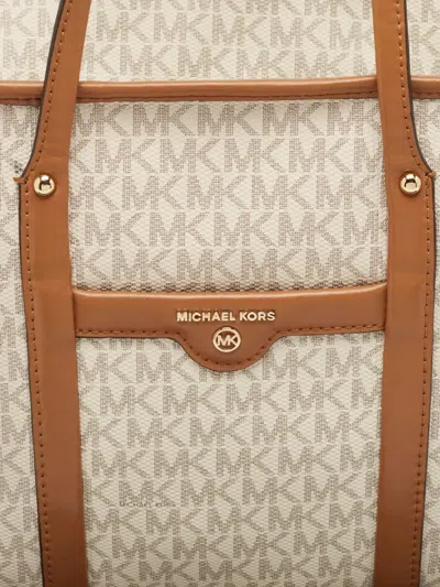 Pre-owned Michael Kors Vintage  Medium Monogram-pattern Leather Tote Bag In Neutral