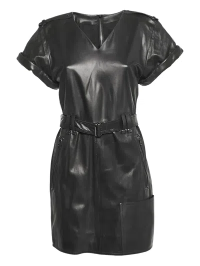 Pre-owned Tom Ford Leather Midi Dress In Black