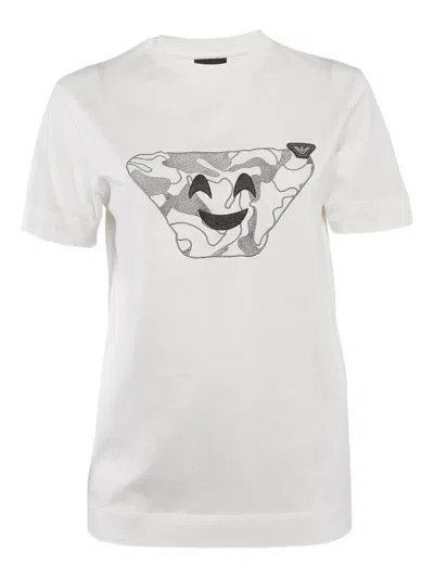 Pre-owned Emporio Armani 2020 Smiley Face Camouflage T-shirt In White