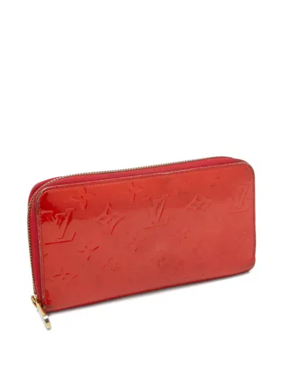 Pre-owned Louis Vuitton Zippy Monogram Vernis Wallet In Red