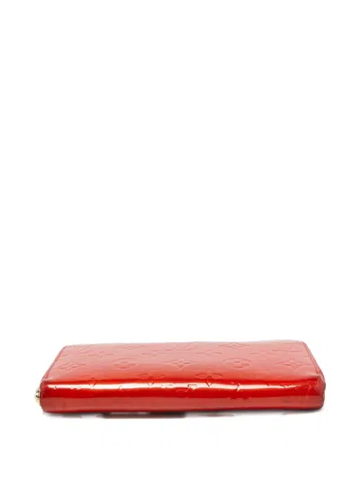 Pre-owned Louis Vuitton Zippy Monogram Vernis Wallet In Red