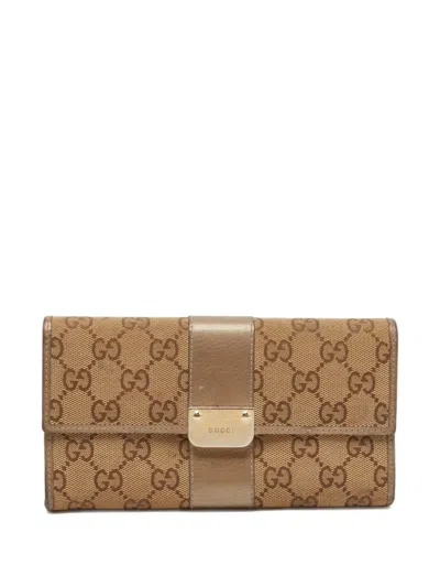 Pre-owned Gucci Gg Pattern Wallet In Neutral