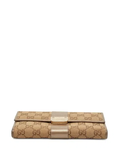 Pre-owned Gucci Gg Pattern Wallet In Neutral