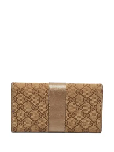 Pre-owned Gucci Gg Pattern Wallet In Neutral