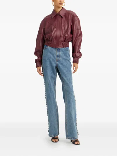 Rotate Birger Christensen Burgundy Polyester Bomber Jacket
