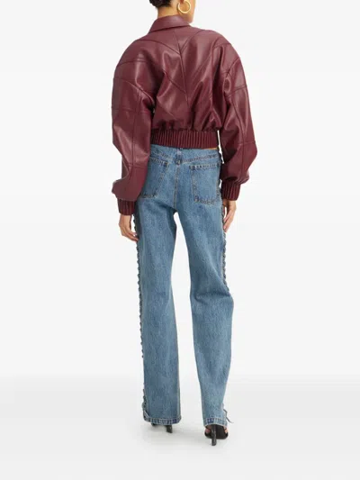 Rotate Birger Christensen Burgundy Polyester Bomber Jacket