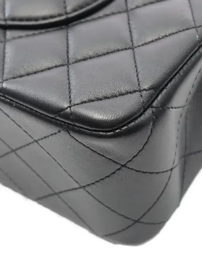 Pre-owned Chanel 2021-2022 Medium Double Flap Leather Shoulder Bag In Black
