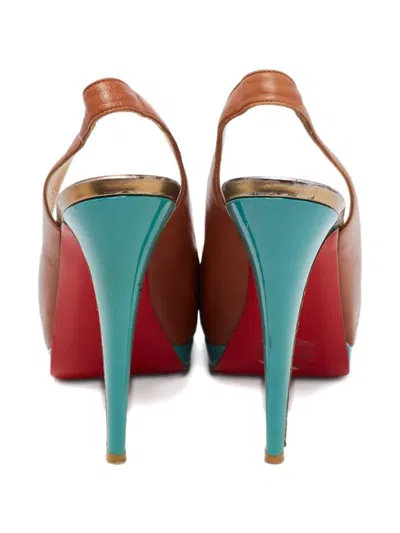 Pre-owned Christian Louboutin 2024 130mm Leather Sandals In Brown