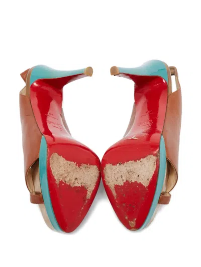 Pre-owned Christian Louboutin 2024 130mm Leather Sandals In Brown