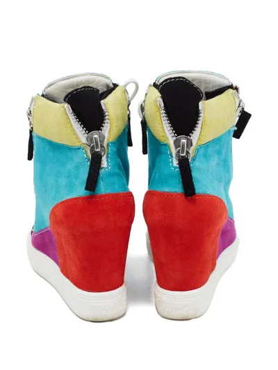 Pre-owned Giuseppe Zanotti Vintage  Suede Wedge Sneakers In Blue