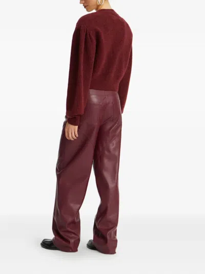 Rotate Birger Christensen Panelled Button-fastening Pants In Burgundy
