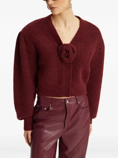Rotate Birger Christensen Panelled Button-fastening Pants In Burgundy