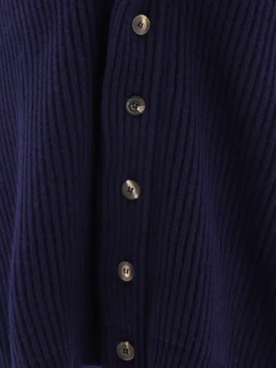 Begg X Co Ribbed Shawl-collar Cardigan In Blue